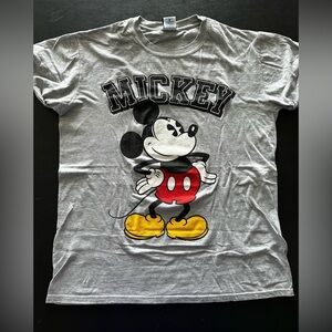 Disney Grey Mickey Mouse Muscle Tee with Pinned Sleeves